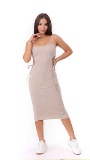 VESTIDO DE TIRAS FIJAS Y ESCOTE LATERAL AJUSTABLE
