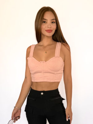BLUSA EN RIB Y VARILLA EN COPA