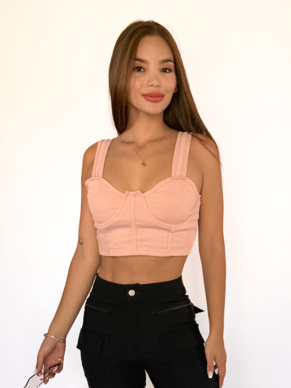 BLUSA EN RIB Y VARILLA EN COPA