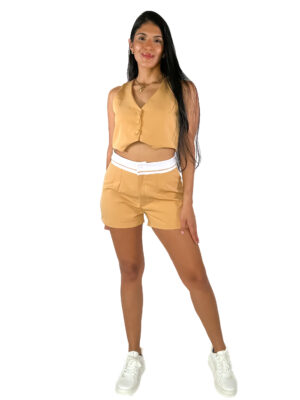 SHORT CON PRETINA Y FALSO EN COLOR CONTRASTE