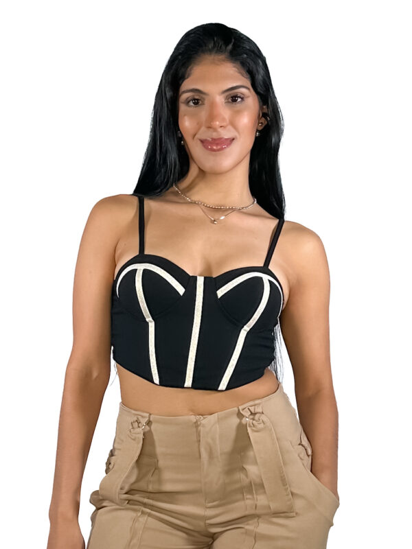 CROP TOP DE COPAS Y TIRAS BRILLANTES
